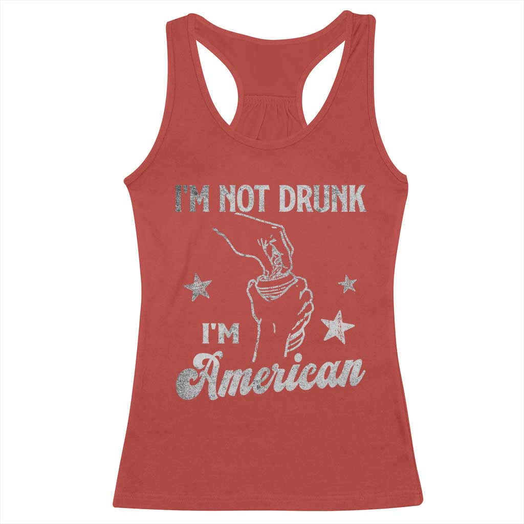 Funny 4th of July Drinking Racerback Tank Top Not Drunk I am American - Wonder Print Shop