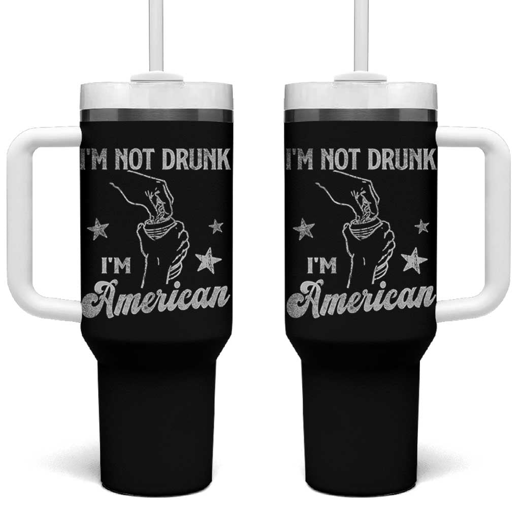 Funny 4th of July Drinking Tumbler With Handle Not Drunk I am American - Wonder Print Shop