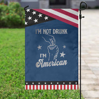 Funny 4th of July Drinking Garden Flag Not Drunk I am American