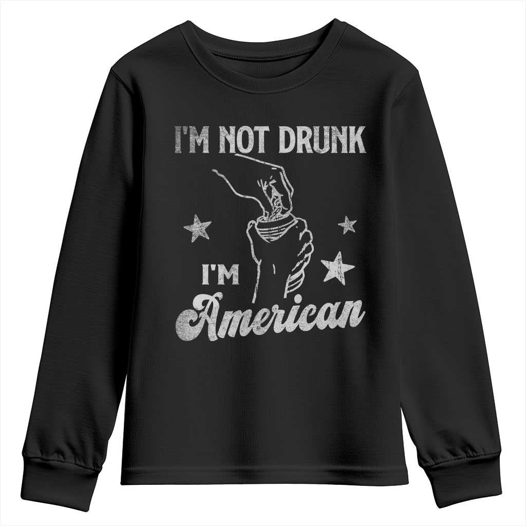 Funny 4th of July Drinking Youth Sweatshirt Not Drunk I am American - Wonder Print Shop