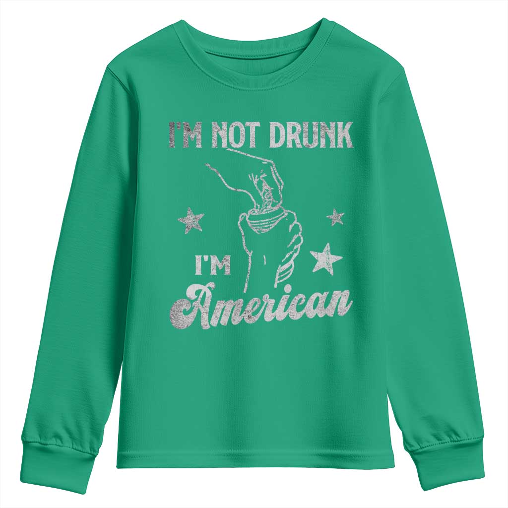 Funny 4th of July Drinking Youth Sweatshirt Not Drunk I am American - Wonder Print Shop