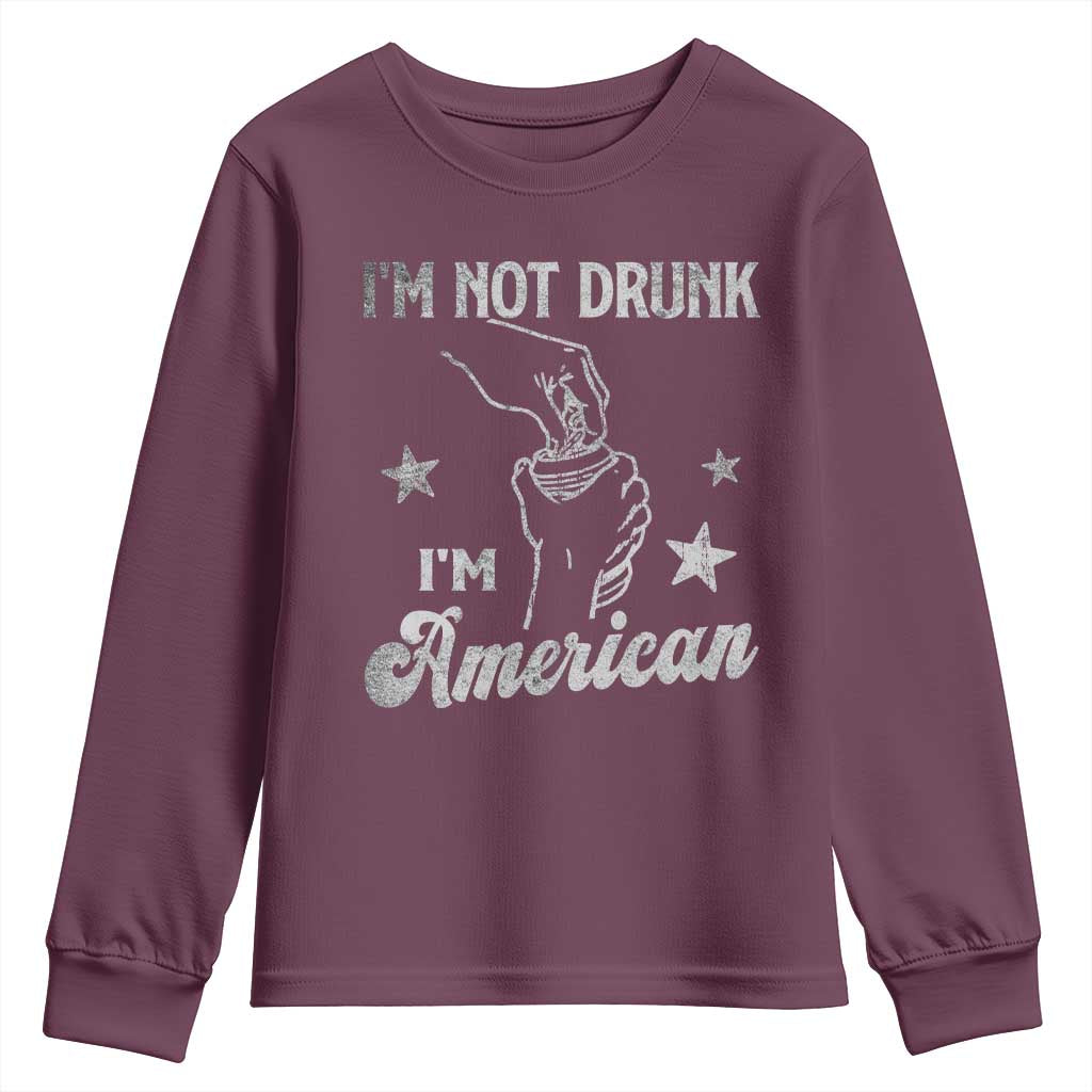 Funny 4th of July Drinking Youth Sweatshirt Not Drunk I am American - Wonder Print Shop
