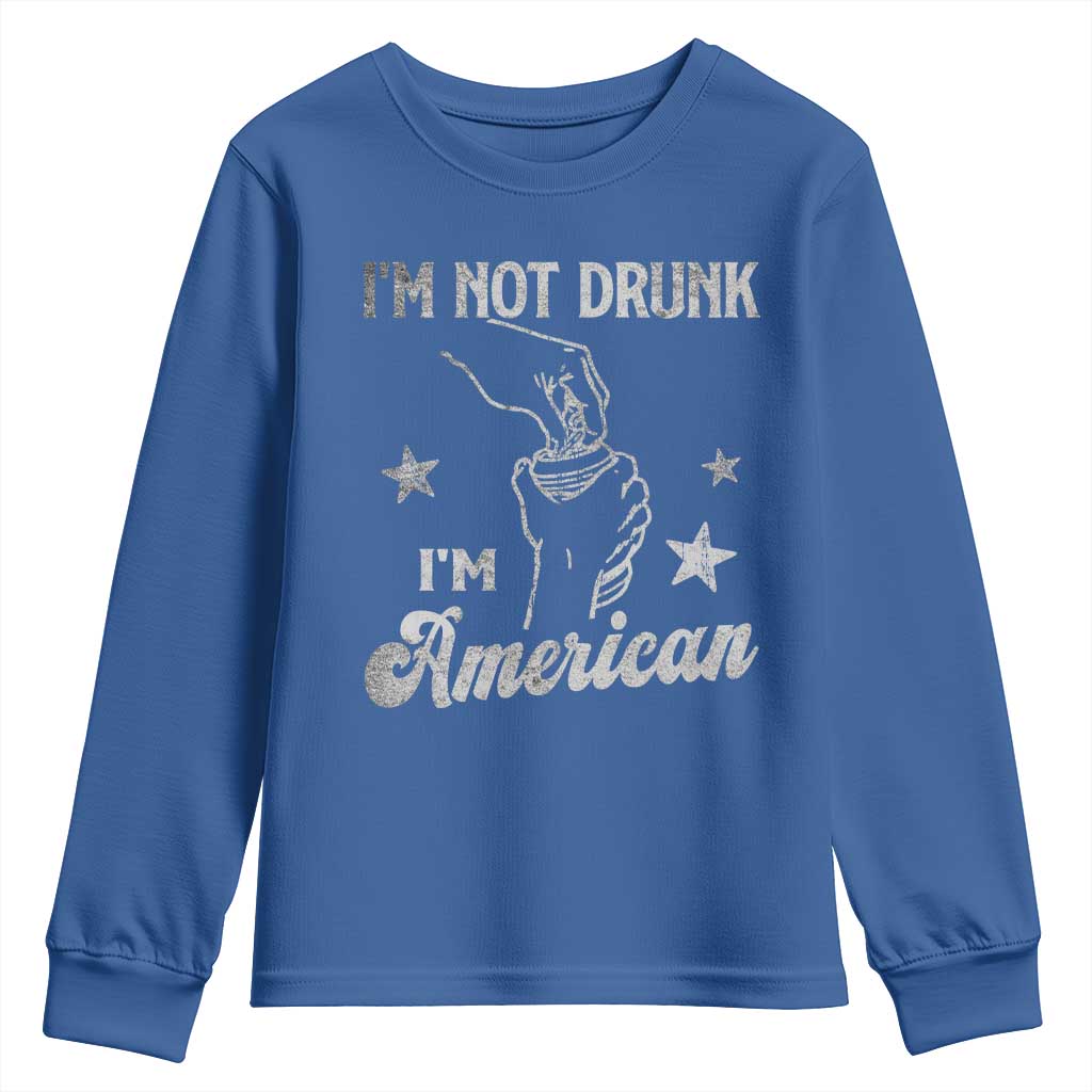 Funny 4th of July Drinking Youth Sweatshirt Not Drunk I am American - Wonder Print Shop