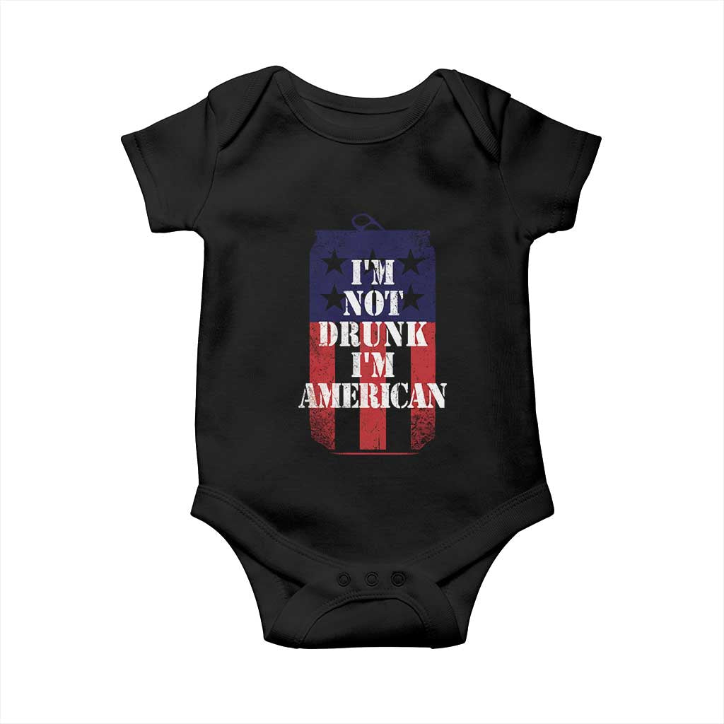 Funny Beer American Flag 4th of July Baby Onesie Not Drunk I am American Merica USA - Wonder Print Shop