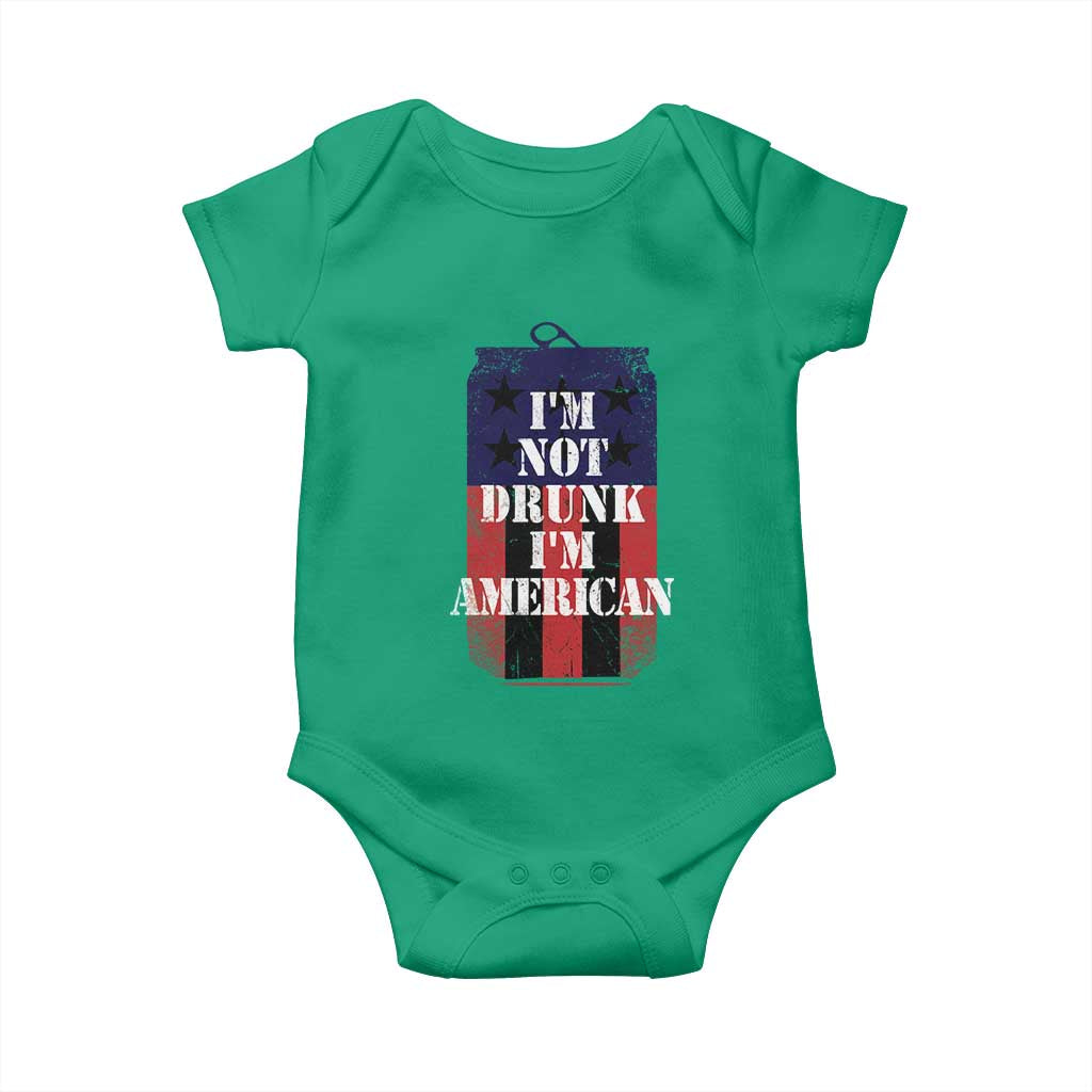 Funny Beer American Flag 4th of July Baby Onesie Not Drunk I am American Merica USA - Wonder Print Shop
