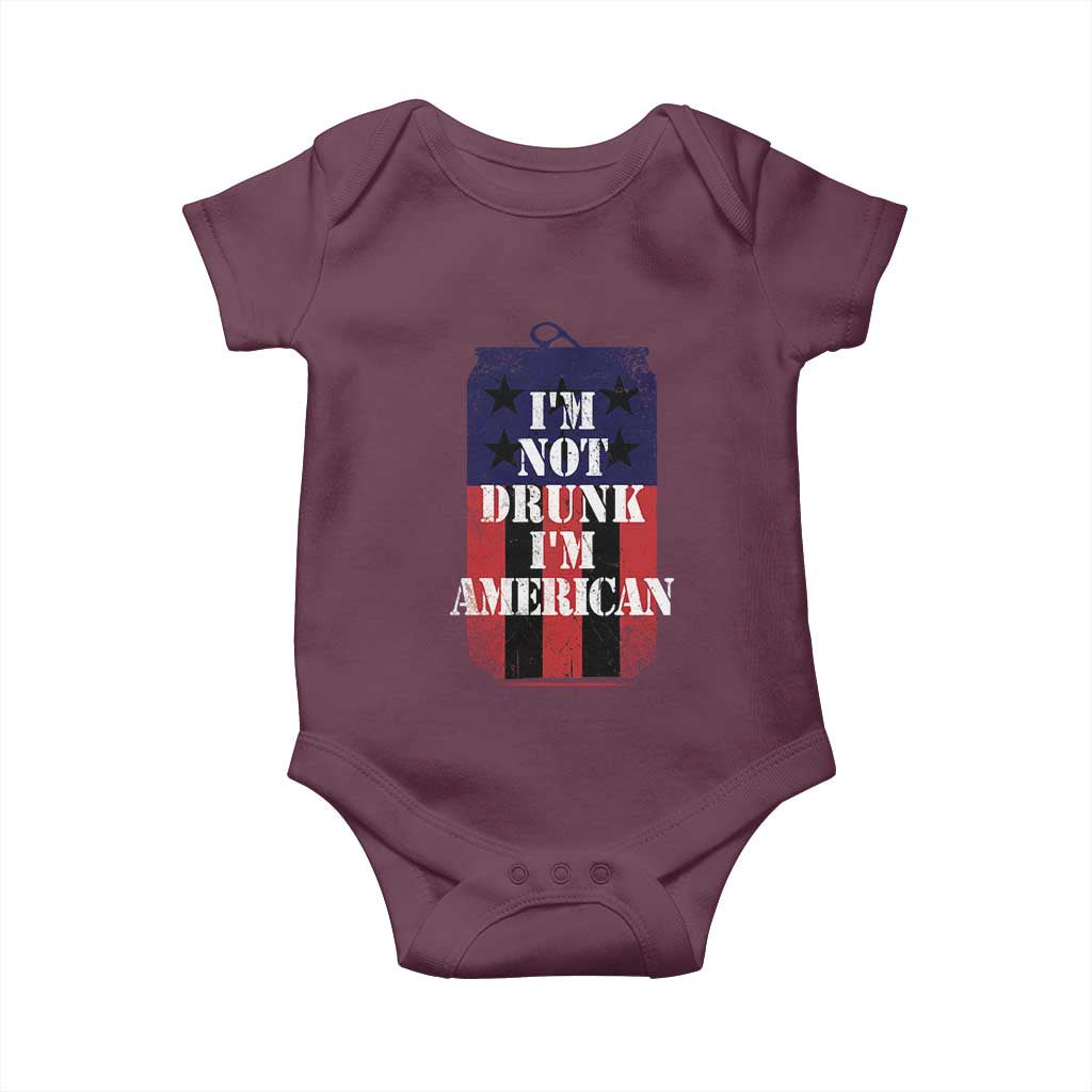 Funny Beer American Flag 4th of July Baby Onesie Not Drunk I am American Merica USA - Wonder Print Shop