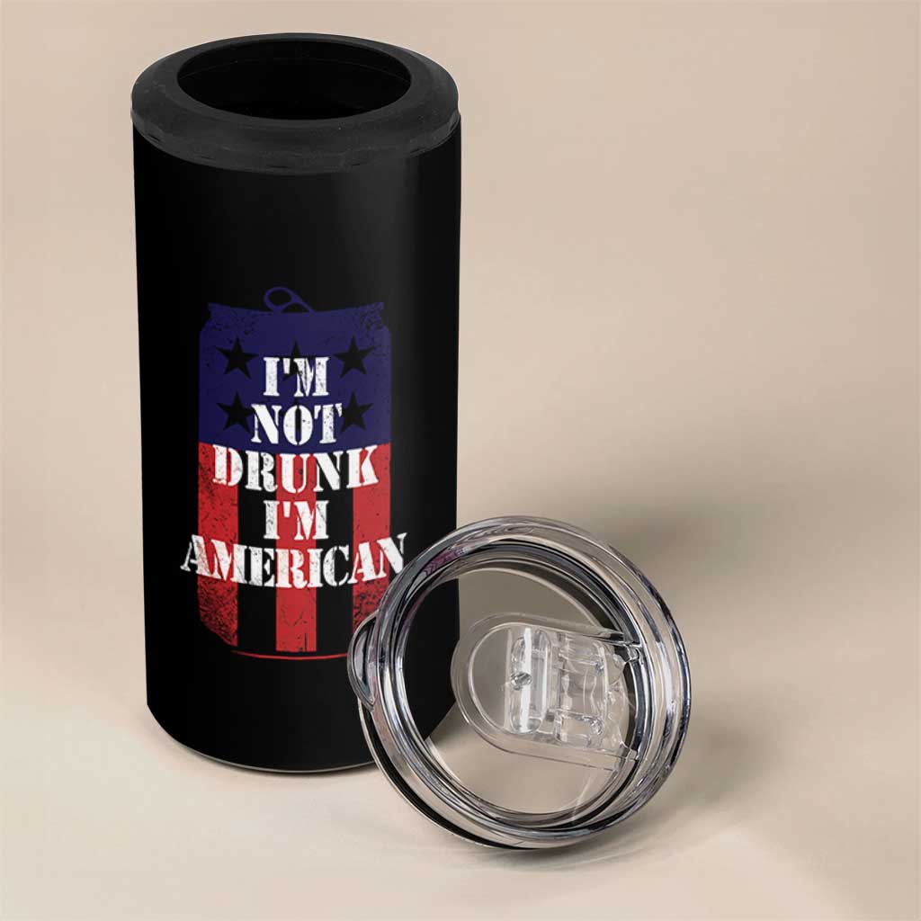 Funny Beer American Flag 4th of July 4 in 1 Can Cooler Tumbler Not Drunk I am American Merica USA - Wonder Print Shop