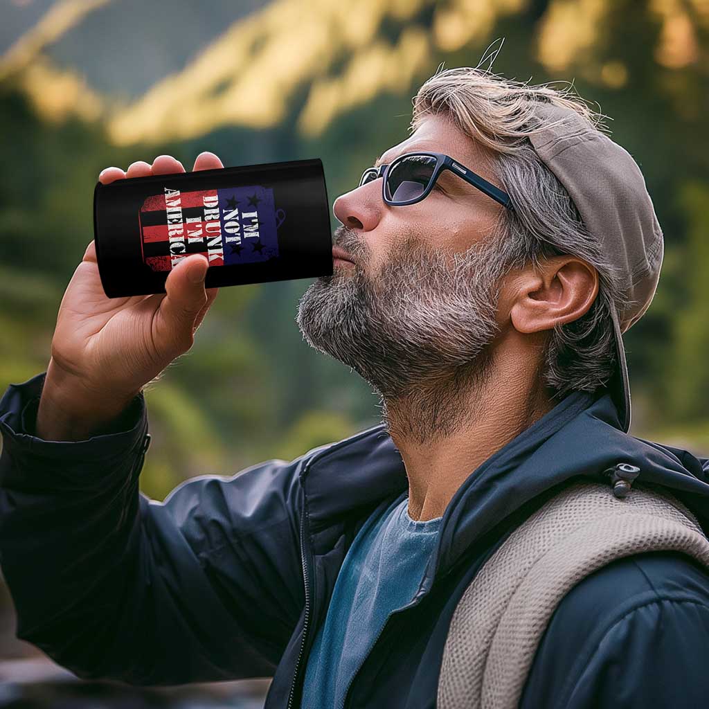 Funny Beer American Flag 4th of July 4 in 1 Can Cooler Tumbler Not Drunk I am American Merica USA - Wonder Print Shop