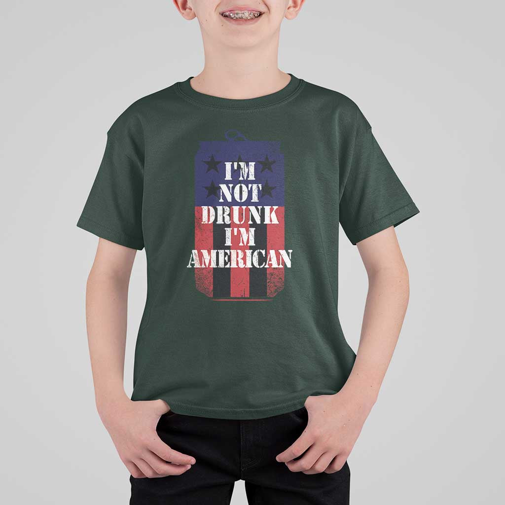 Funny Beer American Flag 4th of July T Shirt For Kid Not Drunk I am American Merica USA - Wonder Print Shop