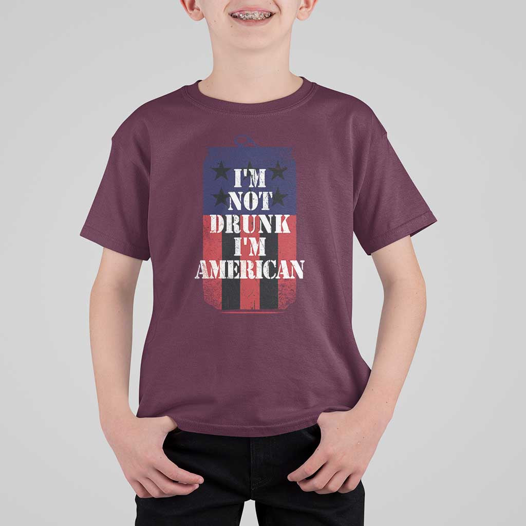 Funny Beer American Flag 4th of July T Shirt For Kid Not Drunk I am American Merica USA - Wonder Print Shop