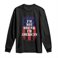 Funny Beer American Flag 4th of July Long Sleeve Shirt Not Drunk I am American Merica USA - Wonder Print Shop