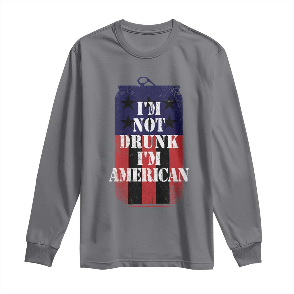 Funny Beer American Flag 4th of July Long Sleeve Shirt Not Drunk I am American Merica USA - Wonder Print Shop
