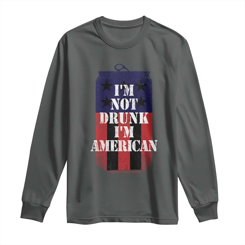 Funny Beer American Flag 4th of July Long Sleeve Shirt Not Drunk I am American Merica USA - Wonder Print Shop