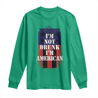 Funny Beer American Flag 4th of July Long Sleeve Shirt Not Drunk I am American Merica USA - Wonder Print Shop
