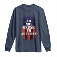Funny Beer American Flag 4th of July Long Sleeve Shirt Not Drunk I am American Merica USA - Wonder Print Shop