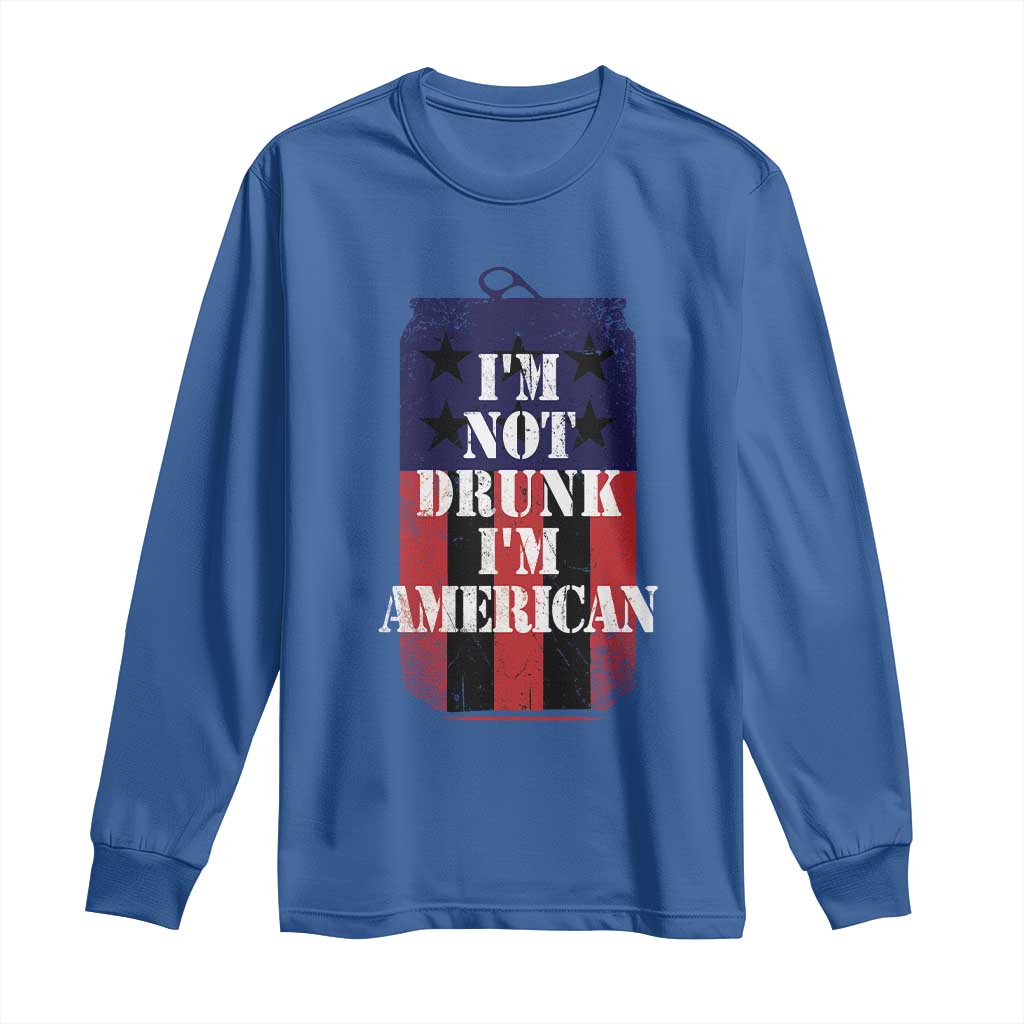 Funny Beer American Flag 4th of July Long Sleeve Shirt Not Drunk I am American Merica USA - Wonder Print Shop
