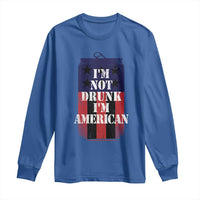 Funny Beer American Flag 4th of July Long Sleeve Shirt Not Drunk I am American Merica USA - Wonder Print Shop