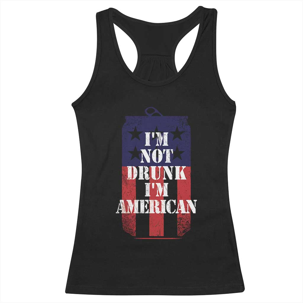 Funny Beer American Flag 4th of July Racerback Tank Top Not Drunk I am American Merica USA - Wonder Print Shop