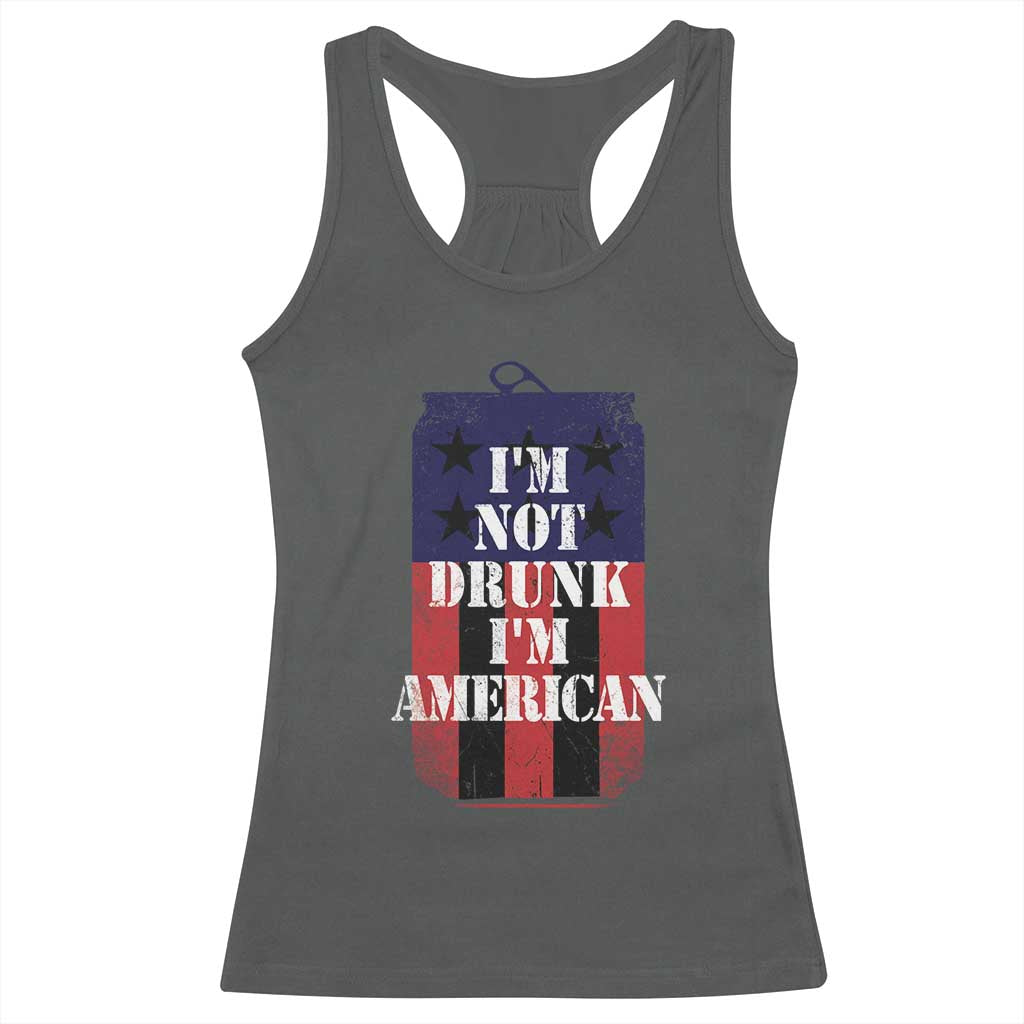 Funny Beer American Flag 4th of July Racerback Tank Top Not Drunk I am American Merica USA - Wonder Print Shop