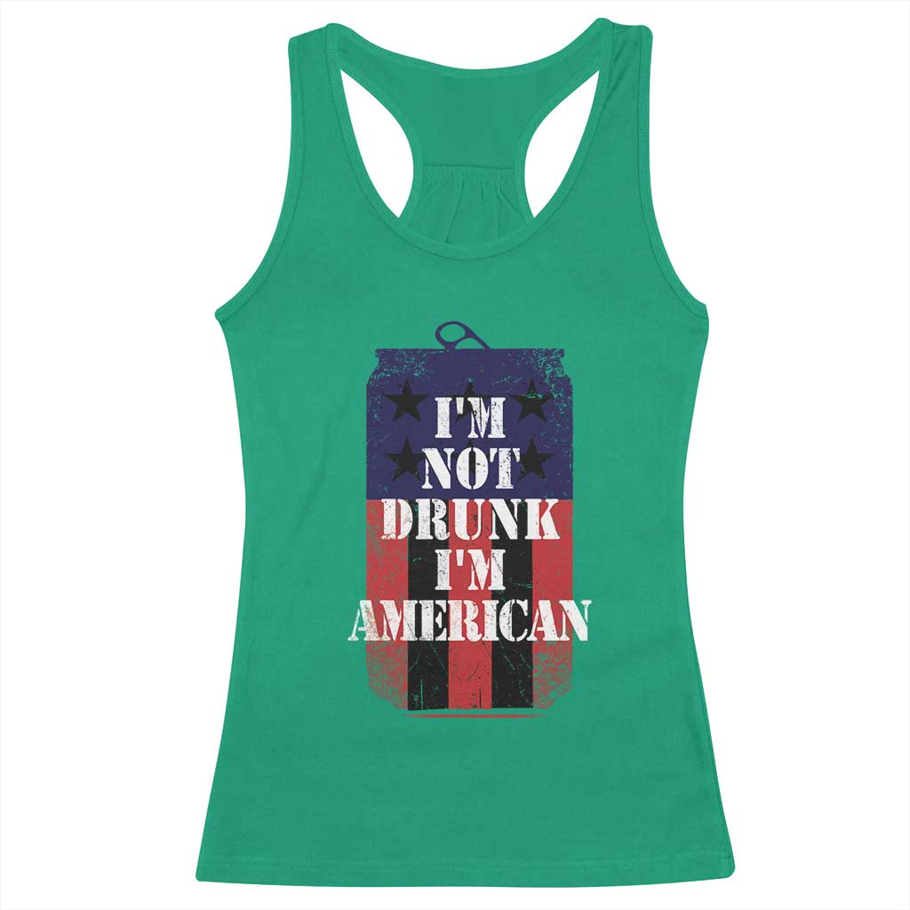 Funny Beer American Flag 4th of July Racerback Tank Top Not Drunk I am American Merica USA - Wonder Print Shop