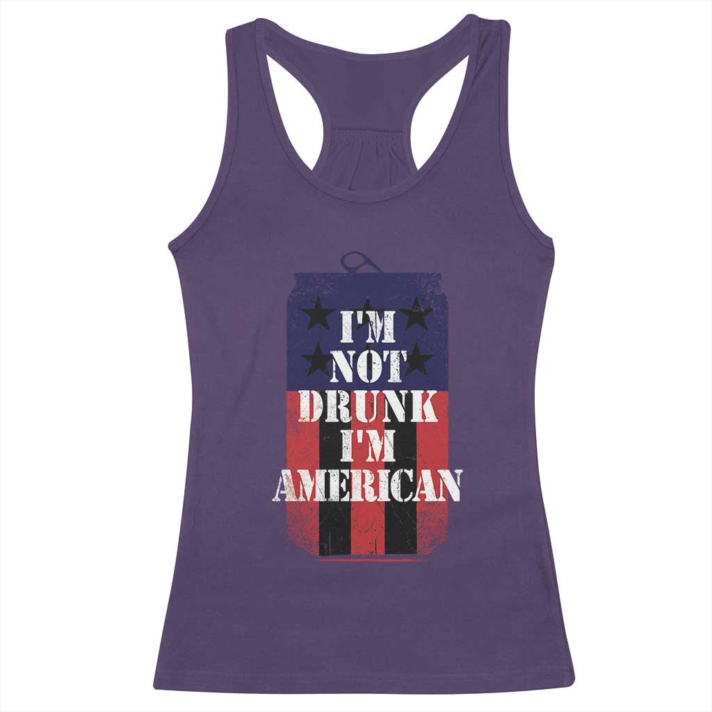 Funny Beer American Flag 4th of July Racerback Tank Top Not Drunk I am American Merica USA - Wonder Print Shop