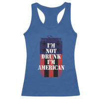 Funny Beer American Flag 4th of July Racerback Tank Top Not Drunk I am American Merica USA - Wonder Print Shop