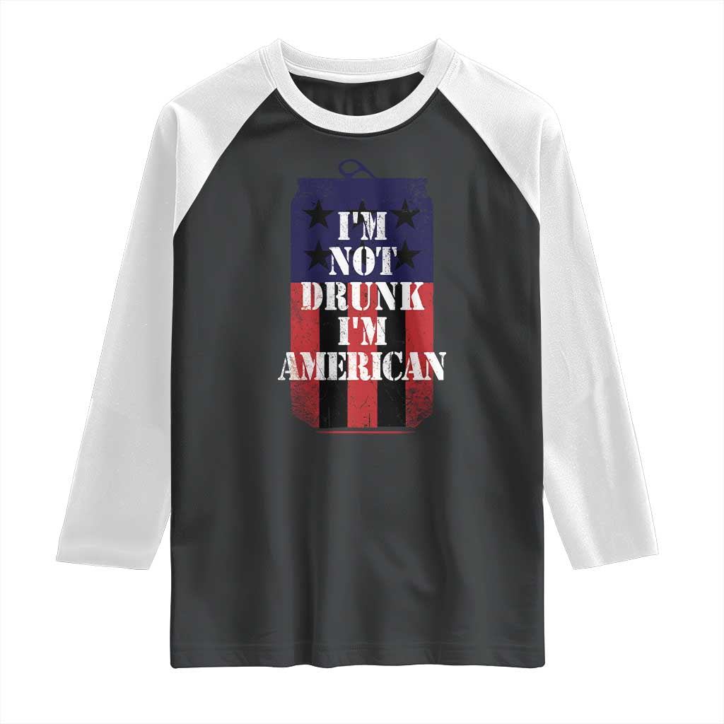 Funny Beer American Flag 4th of July Raglan Shirt Not Drunk I am American Merica USA - Wonder Print Shop