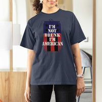 Funny Beer American Flag 4th of July T Shirt For Women Not Drunk I am American Merica USA - Wonder Print Shop