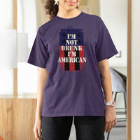 Funny Beer American Flag 4th of July T Shirt For Women Not Drunk I am American Merica USA - Wonder Print Shop