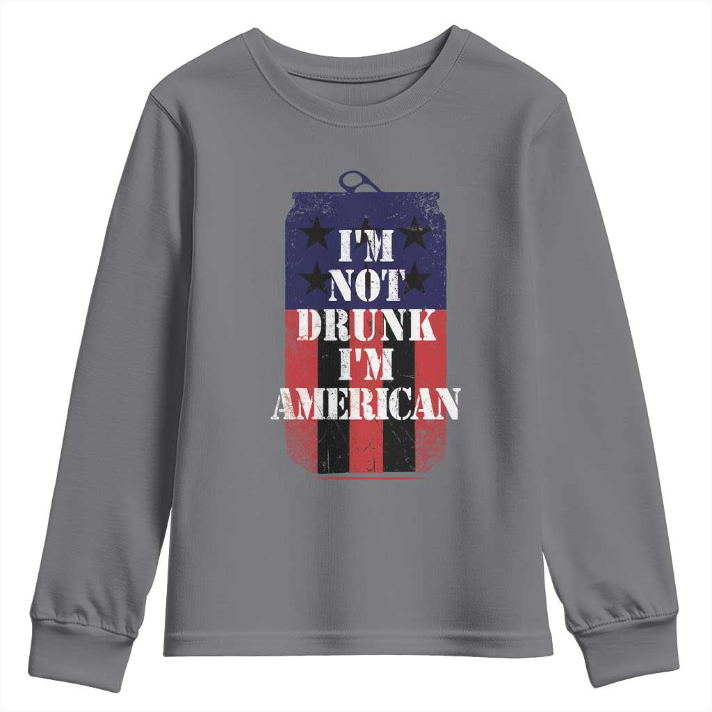 Funny Beer American Flag 4th of July Youth Sweatshirt Not Drunk I am American Merica USA - Wonder Print Shop