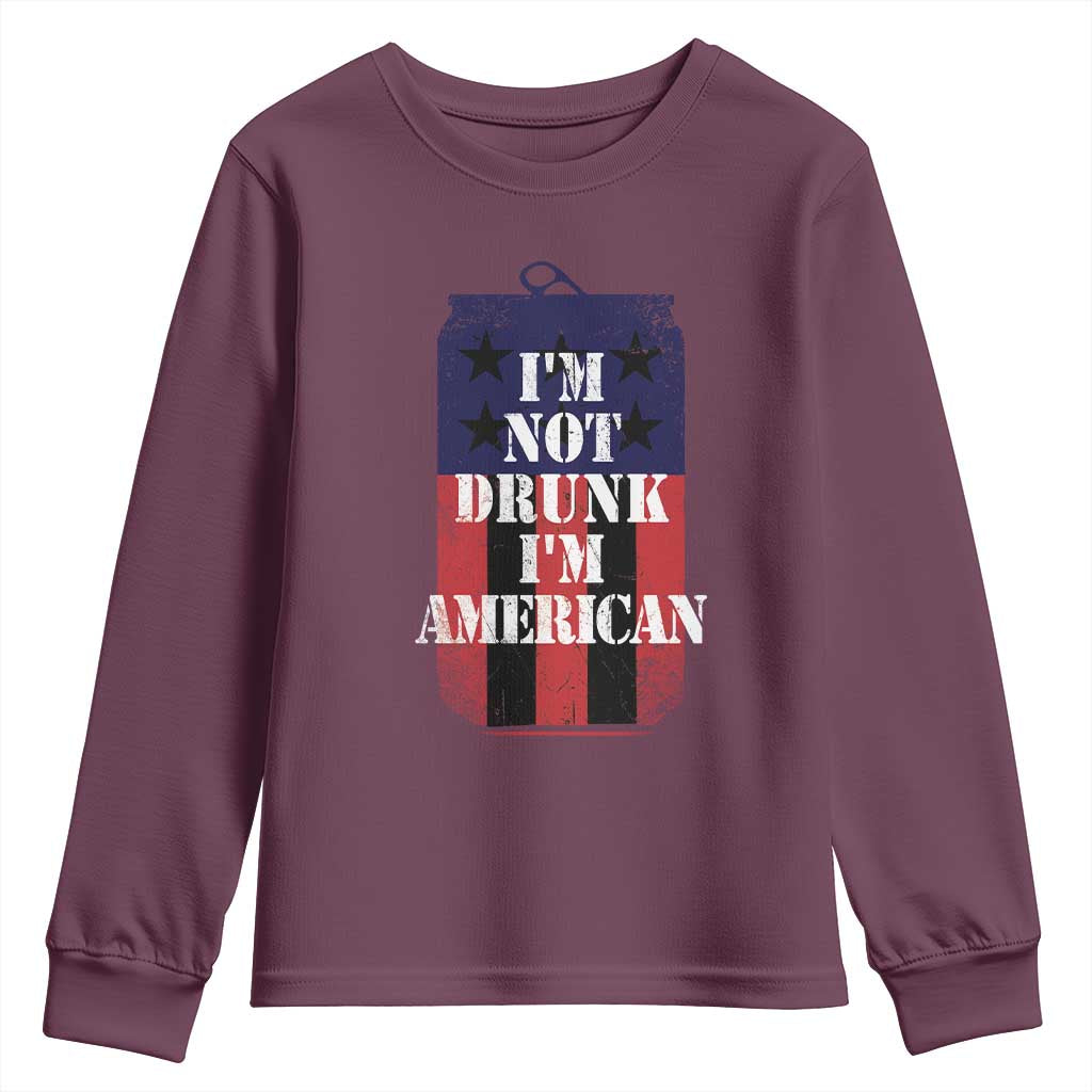 Funny Beer American Flag 4th of July Youth Sweatshirt Not Drunk I am American Merica USA - Wonder Print Shop