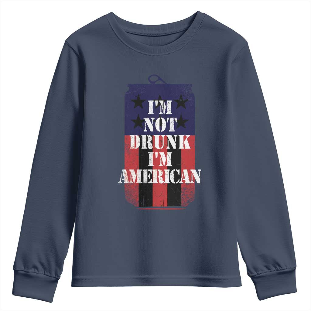 Funny Beer American Flag 4th of July Youth Sweatshirt Not Drunk I am American Merica USA - Wonder Print Shop