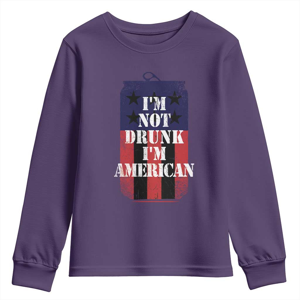 Funny Beer American Flag 4th of July Youth Sweatshirt Not Drunk I am American Merica USA - Wonder Print Shop