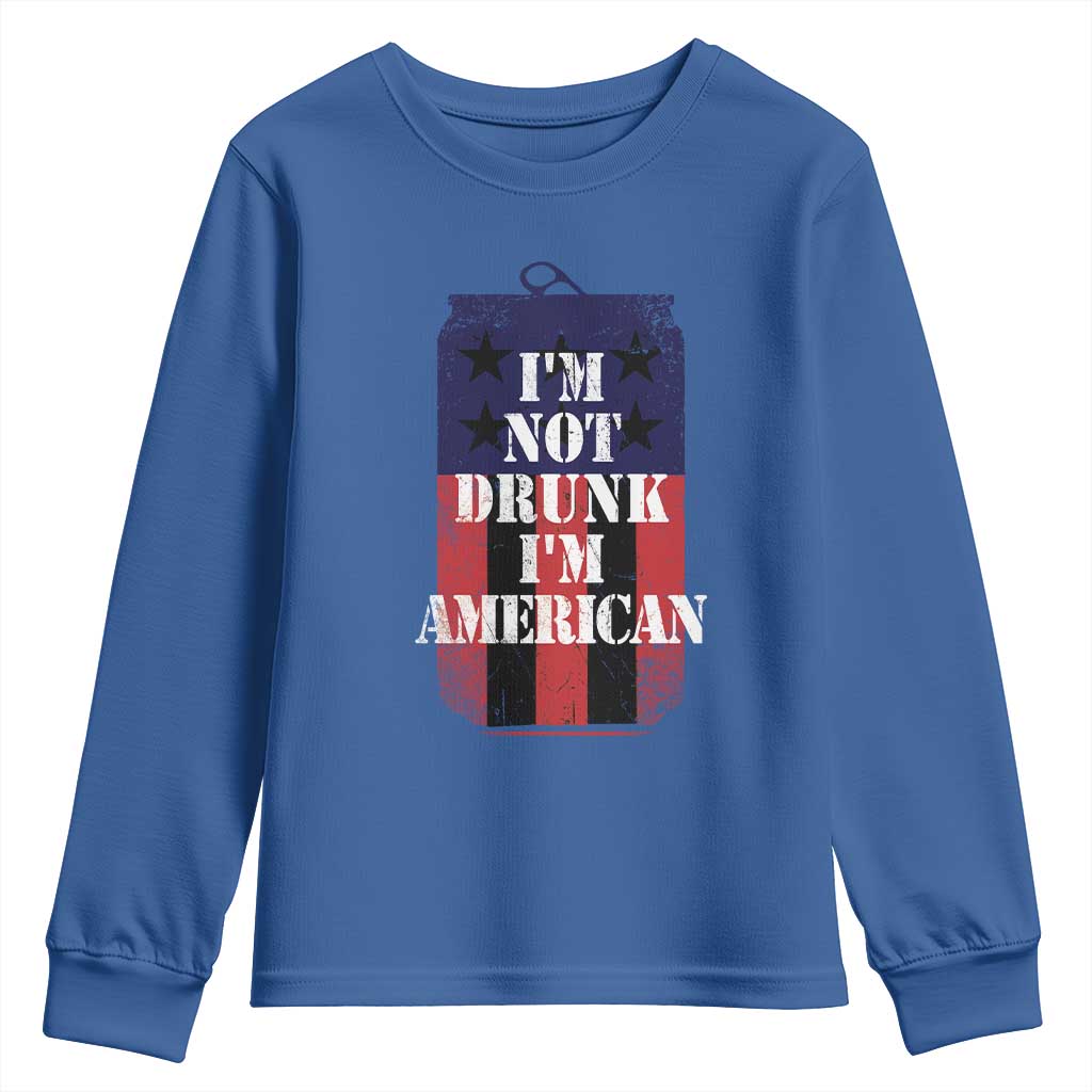 Funny Beer American Flag 4th of July Youth Sweatshirt Not Drunk I am American Merica USA - Wonder Print Shop