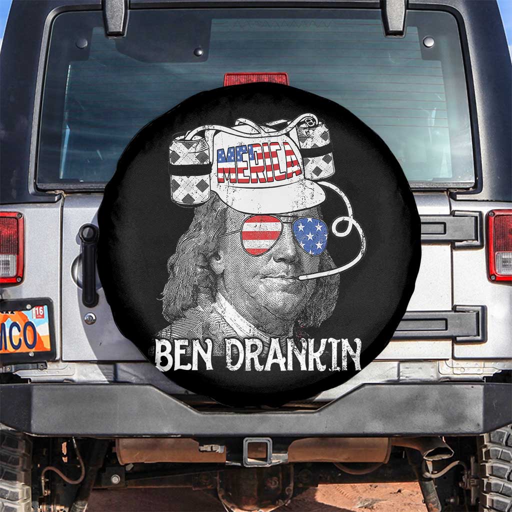 4th of July Ben Drankin Spare Tire Cover Funny Benjamin Franklin USA Flag - Wonder Print Shop