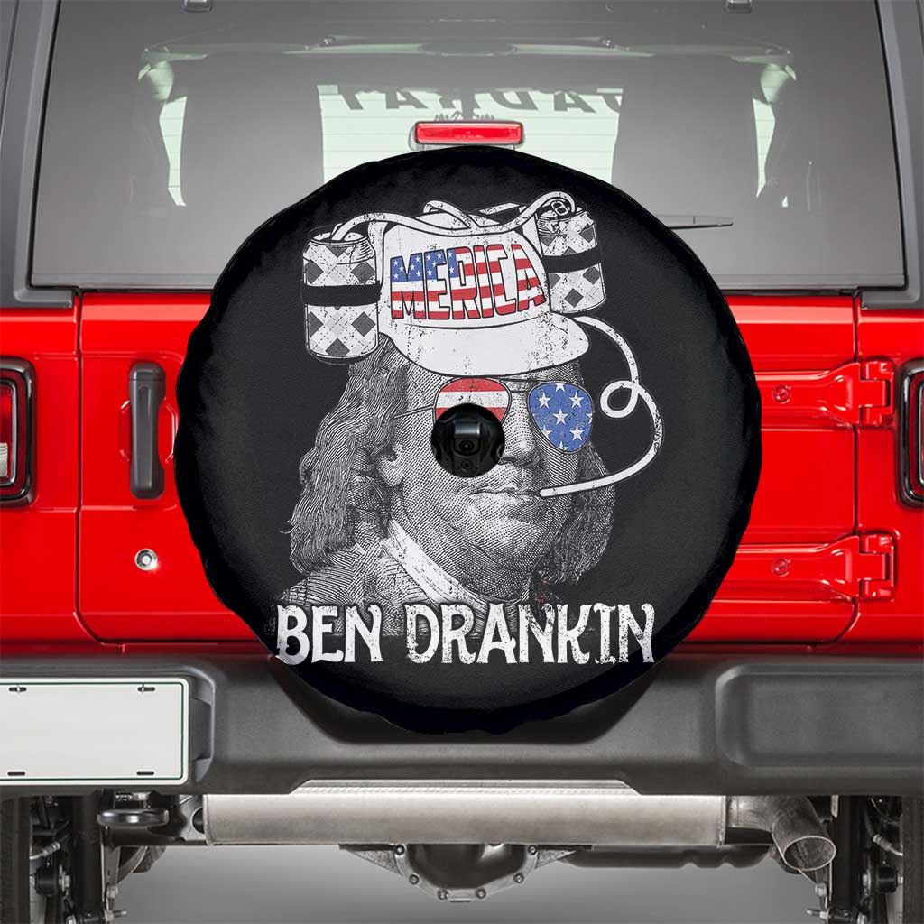 4th of July Ben Drankin Spare Tire Cover Funny Benjamin Franklin USA Flag - Wonder Print Shop