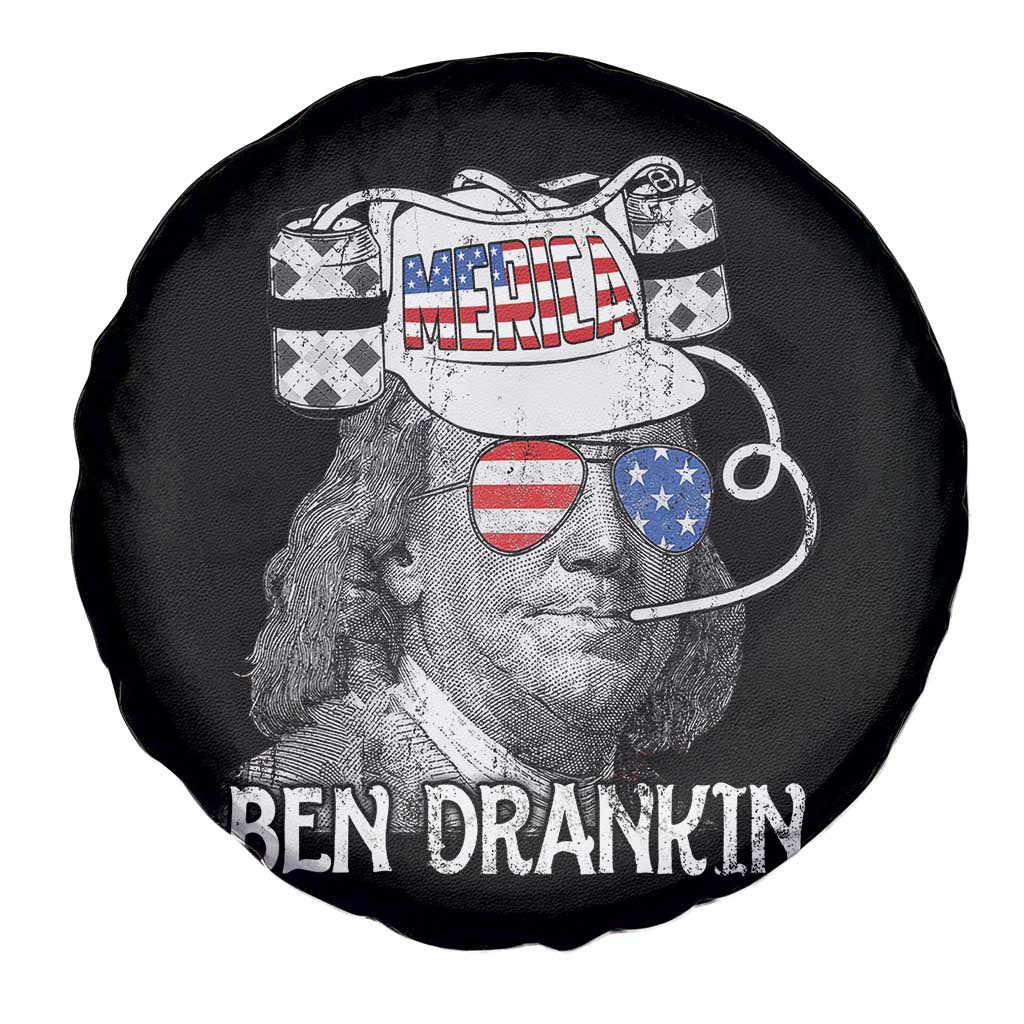 4th of July Ben Drankin Spare Tire Cover Funny Benjamin Franklin USA Flag - Wonder Print Shop