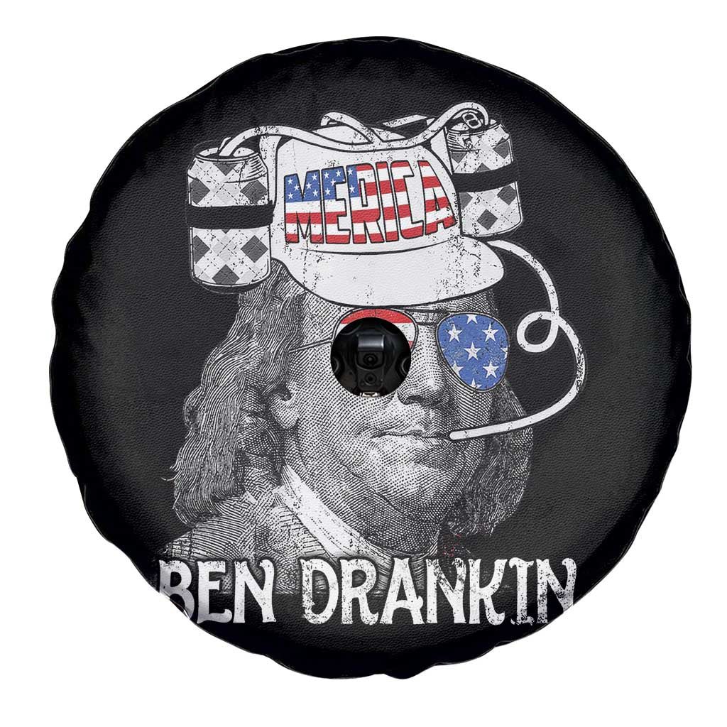 4th of July Ben Drankin Spare Tire Cover Funny Benjamin Franklin USA Flag - Wonder Print Shop