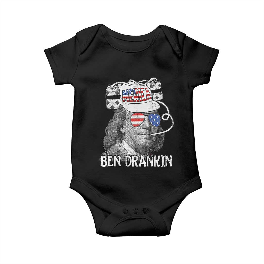 4th of July Ben Drankin Baby Onesie Funny Benjamin Franklin USA Flag - Wonder Print Shop