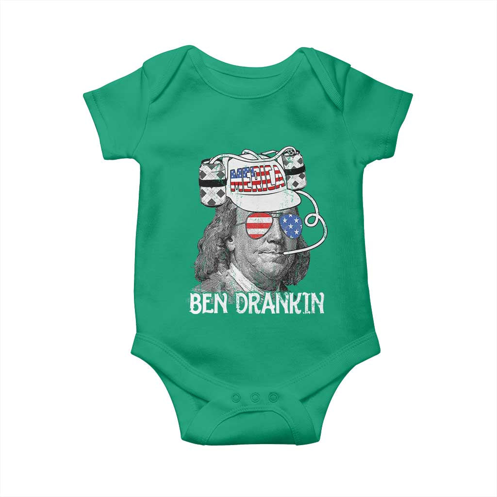 4th of July Ben Drankin Baby Onesie Funny Benjamin Franklin USA Flag - Wonder Print Shop