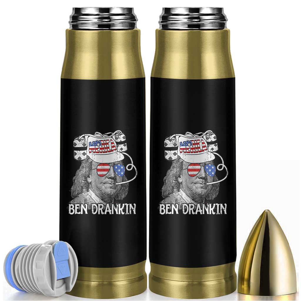 4th of July Ben Drankin Bullet Tumbler Funny Benjamin Franklin USA Flag - Wonder Print Shop