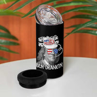 4th of July Ben Drankin 4 in 1 Can Cooler Tumbler Funny Benjamin Franklin USA Flag - Wonder Print Shop