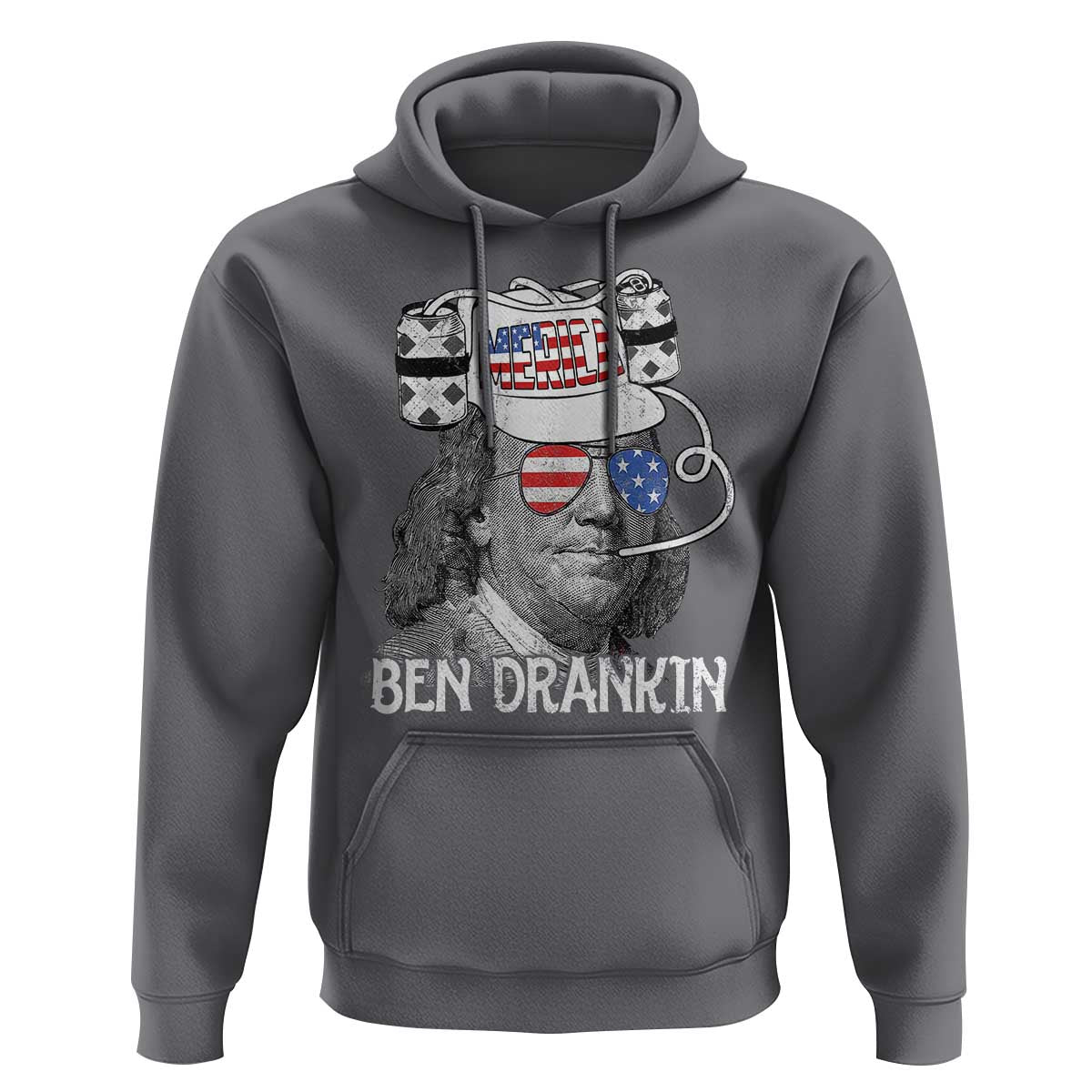 4th of July Ben Drankin Hoodie Funny Benjamin Franklin USA Flag - Wonder Print Shop