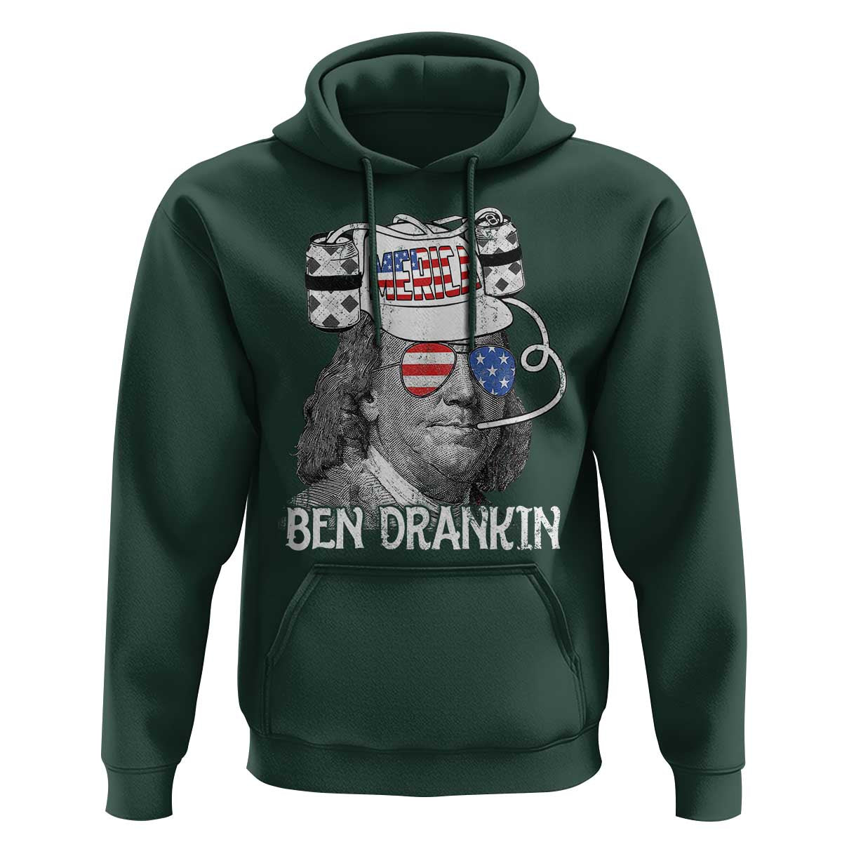 4th of July Ben Drankin Hoodie Funny Benjamin Franklin USA Flag - Wonder Print Shop