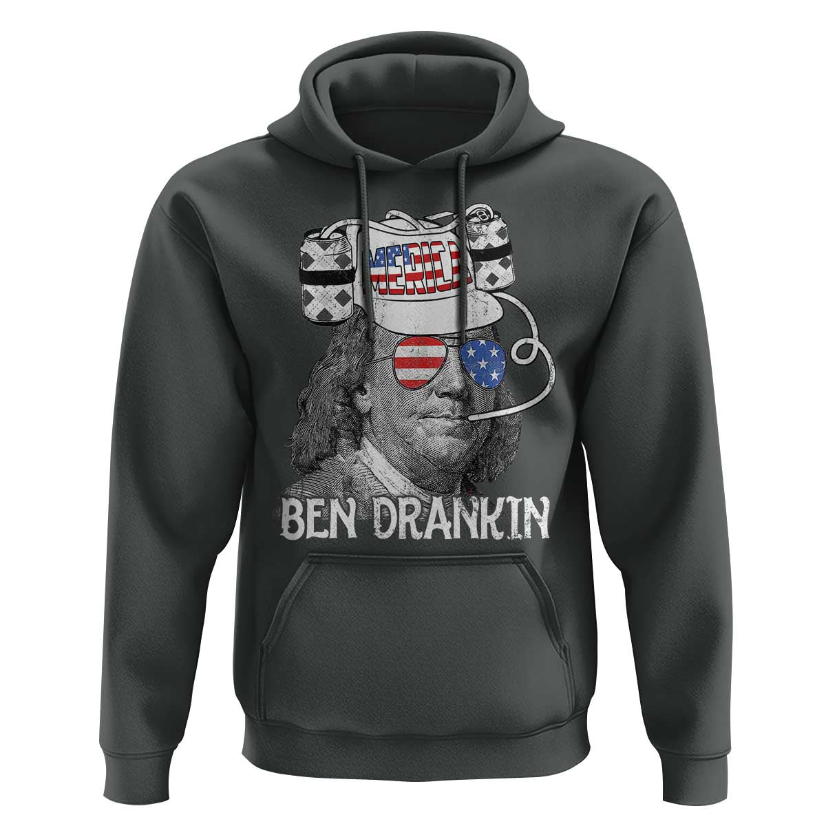 4th of July Ben Drankin Hoodie Funny Benjamin Franklin USA Flag - Wonder Print Shop