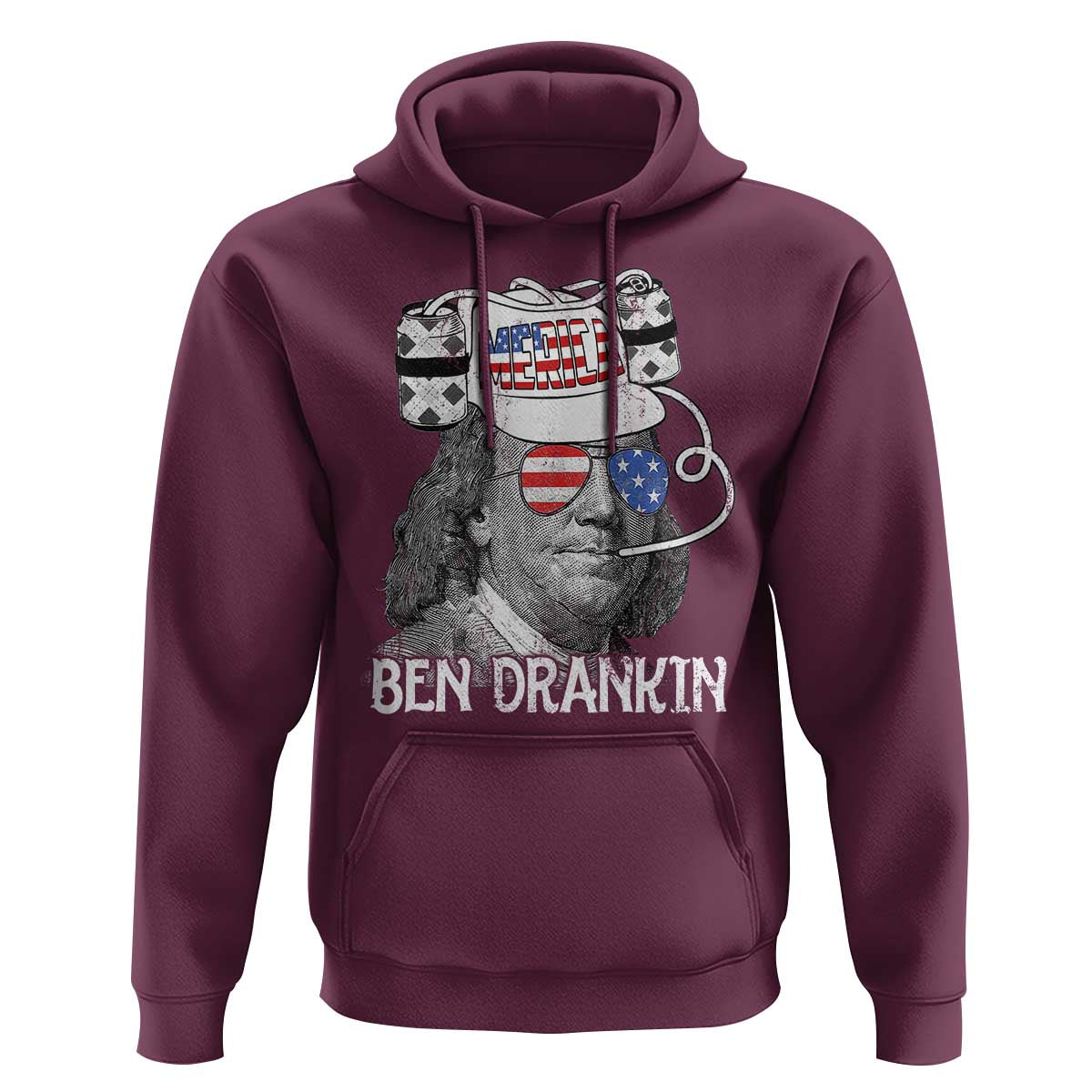 4th of July Ben Drankin Hoodie Funny Benjamin Franklin USA Flag - Wonder Print Shop