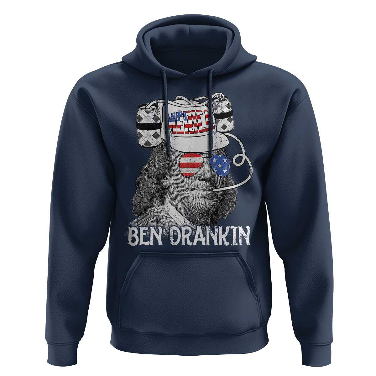4th of July Ben Drankin Hoodie Funny Benjamin Franklin USA Flag - Wonder Print Shop