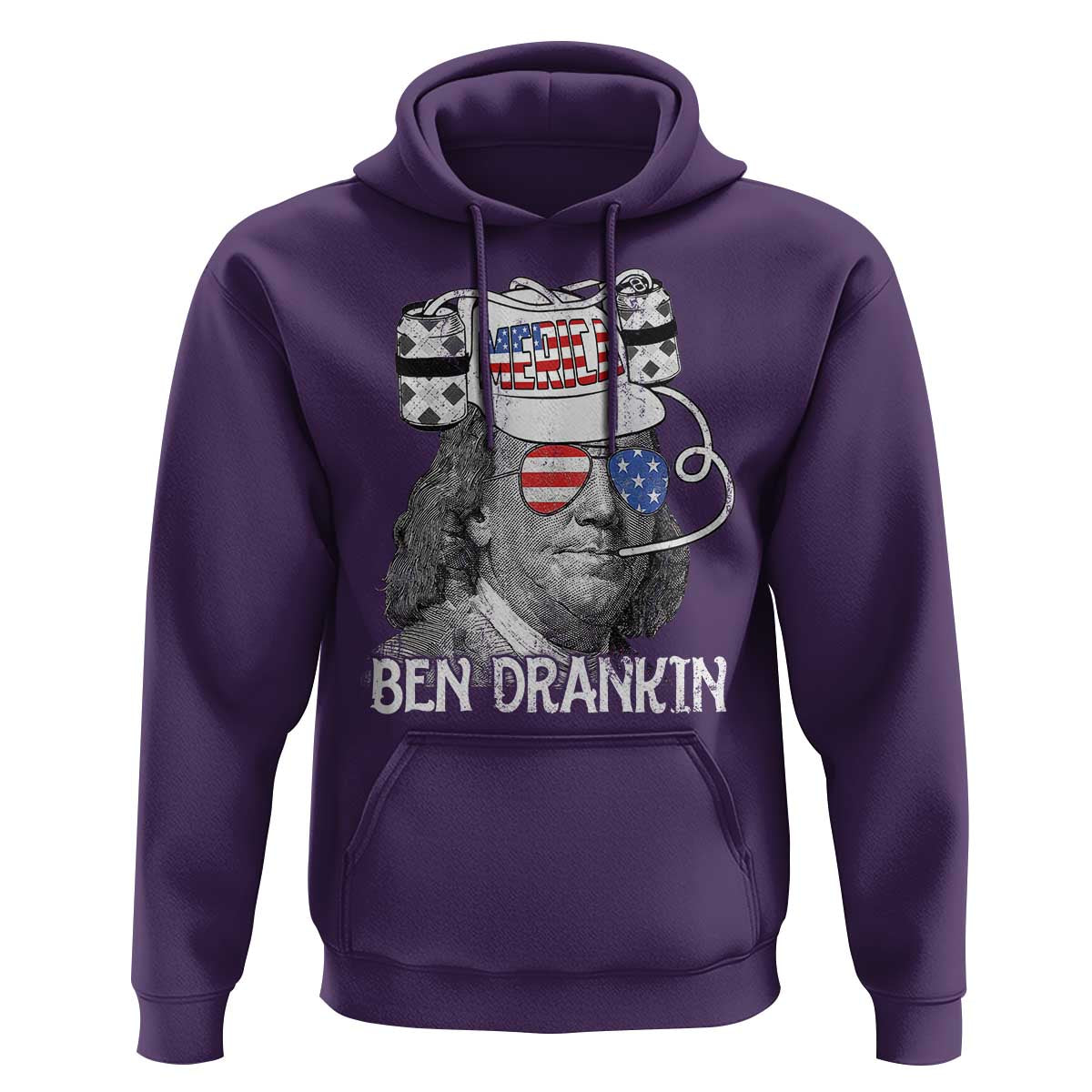 4th of July Ben Drankin Hoodie Funny Benjamin Franklin USA Flag - Wonder Print Shop