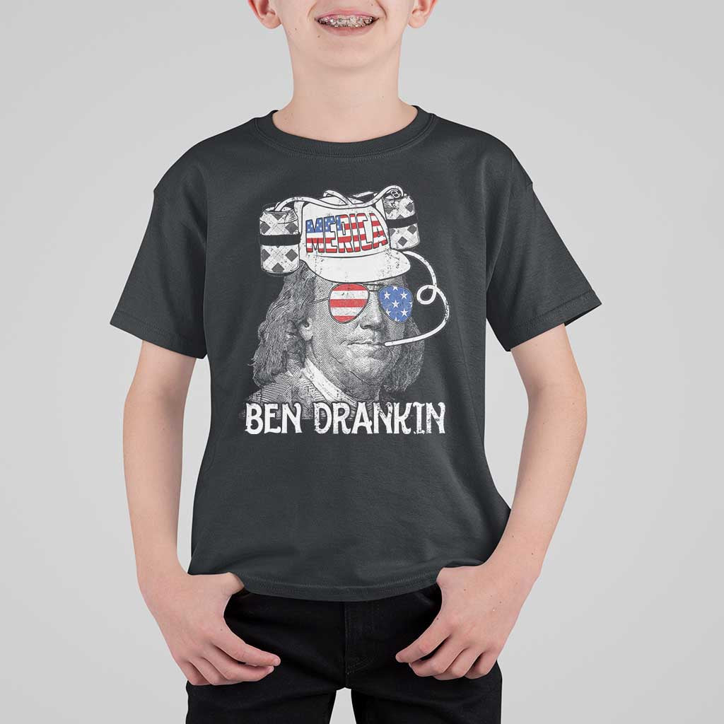4th of July Ben Drankin T Shirt For Kid Funny Benjamin Franklin USA Flag - Wonder Print Shop