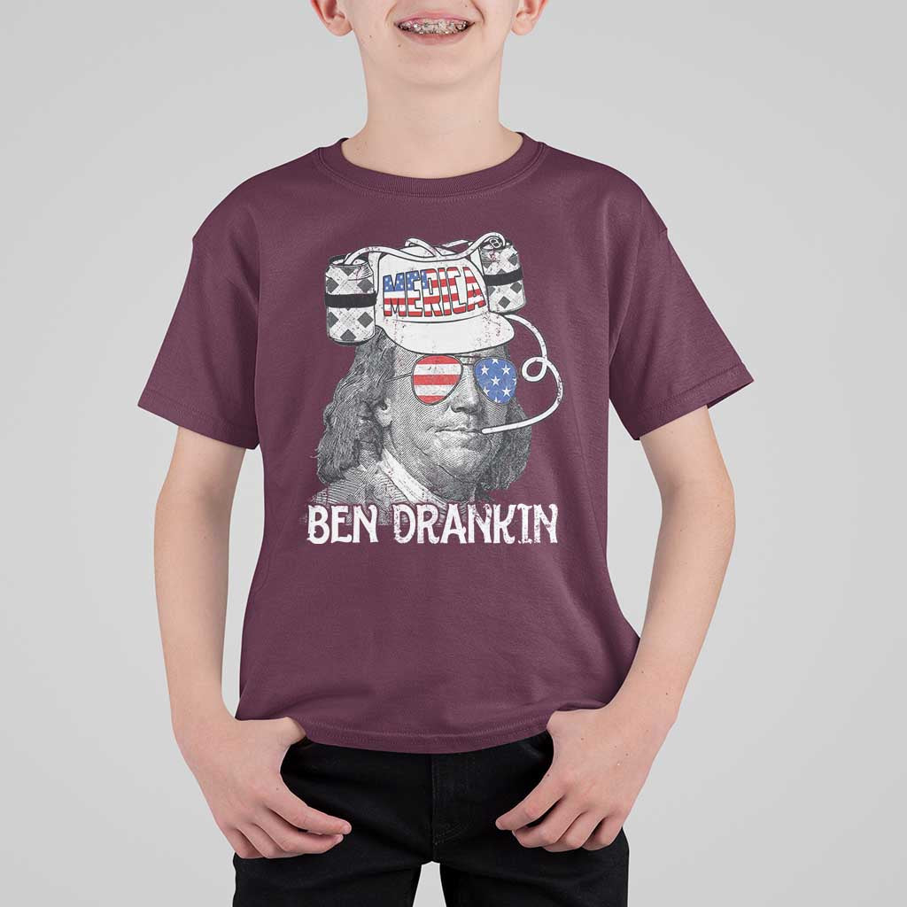 4th of July Ben Drankin T Shirt For Kid Funny Benjamin Franklin USA Flag - Wonder Print Shop